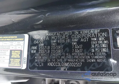 2021 Kia Niro Ex z USA, uszkodzony, nr VIN KNDCC3LG9M5102517